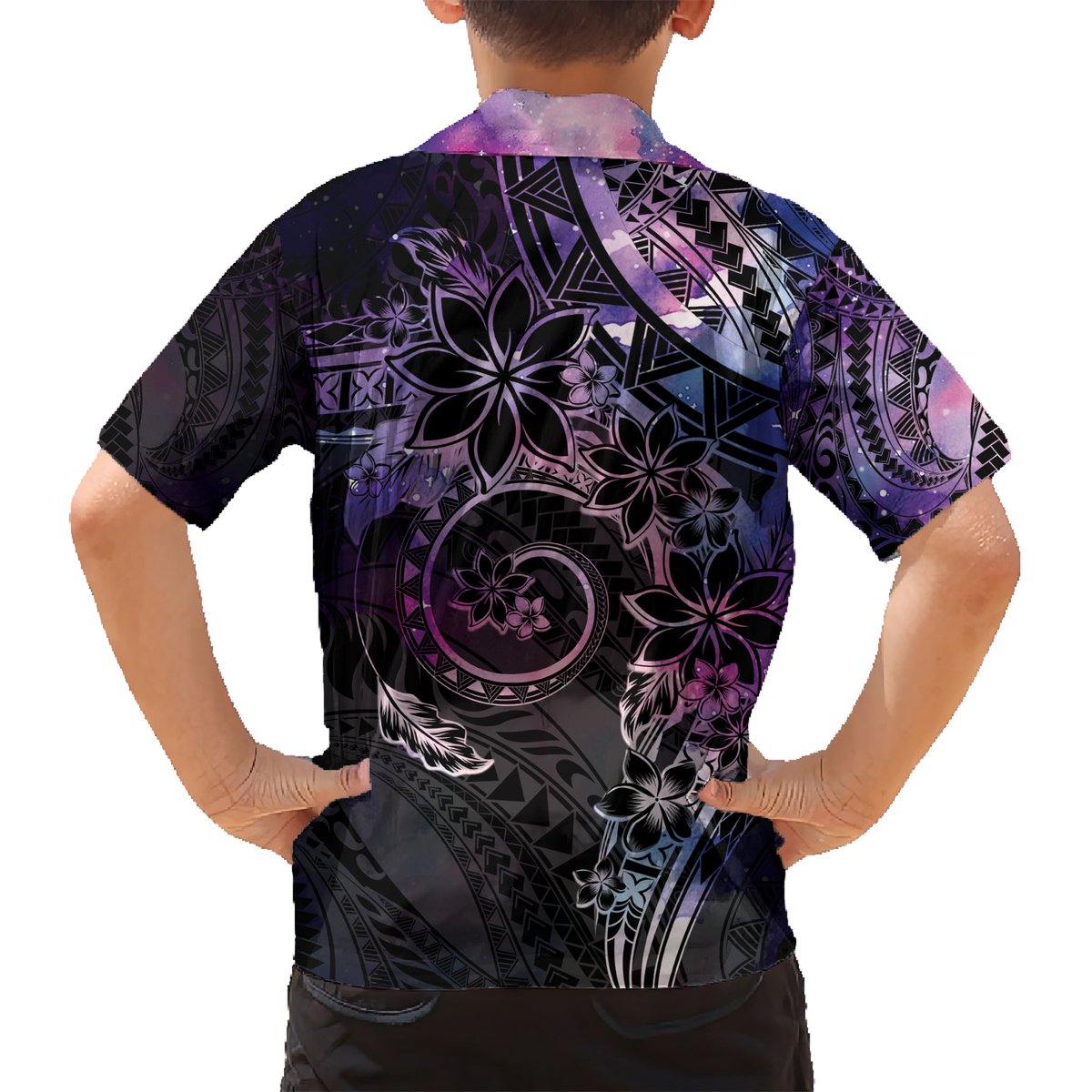 Polynesian Sunset Plumeria Hawaiian Shirt Galaxy Polynesian Tattoo