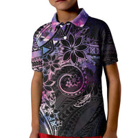 Polynesian Sunset Plumeria Kid Polo Shirt Galaxy Polynesian Tattoo