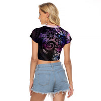 Polynesian Sunset Plumeria Raglan Cropped T Shirt Galaxy Polynesian Tattoo