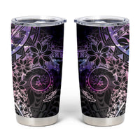 Galaxy Polynesian Pattern With Plumeria Flowers Tumbler Cup
