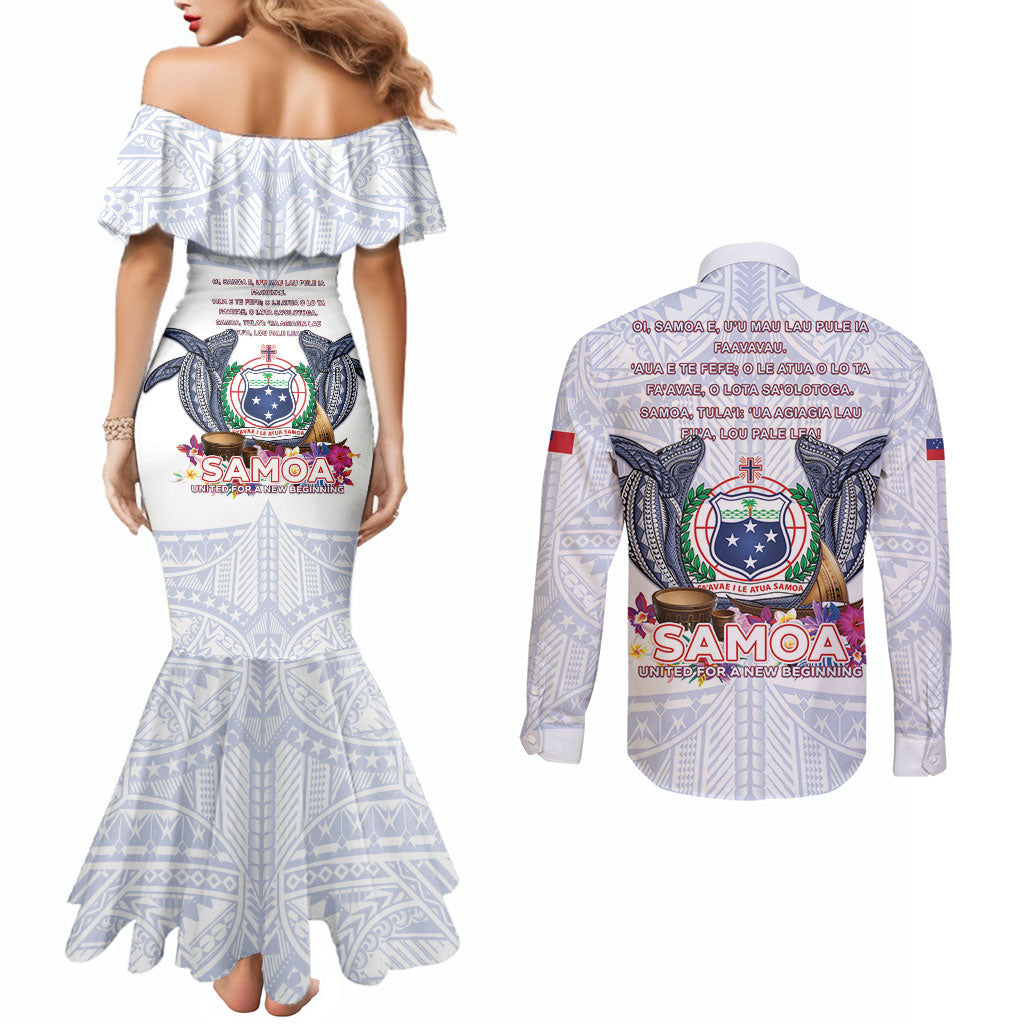 Samoa Independence Day Couples Matching Mermaid Dress and Long Sleeve Button Shirt Samoa United For A New Beginning