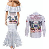 Samoa Independence Day Couples Matching Mermaid Dress and Long Sleeve Button Shirt Samoa United For A New Beginning