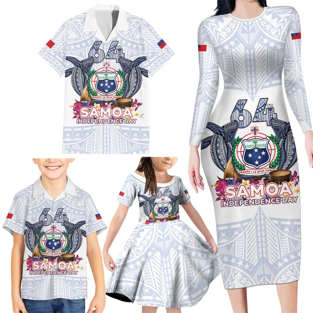 Samoa Independence Day Family Matching Long Sleeve Bodycon Dress and Hawaiian Shirt Samoa United For A New Beginning