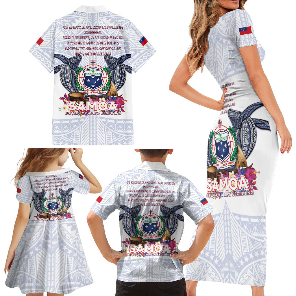 Samoa Independence Day Family Matching Short Sleeve Bodycon Dress and Hawaiian Shirt Samoa United For A New Beginning