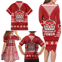 Tonga King Tupou VI Day Family Matching Long Sleeve Bodycon Dress and Hawaiian Shirt Traditional Tongan Kupesi Pattern LT05 - Polynesian Pride