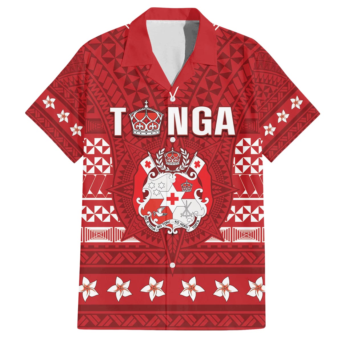 Tonga King Tupou VI Day Family Matching Off The Shoulder Long Sleeve Dress and Hawaiian Shirt Traditional Tongan Kupesi Pattern LT05 Dad's Shirt - Short Sleeve Red - Polynesian Pride