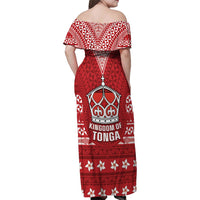 Tonga King Tupou VI Day Family Matching Off Shoulder Maxi Dress and Hawaiian Shirt Traditional Tongan Kupesi Pattern LT05 - Polynesian Pride