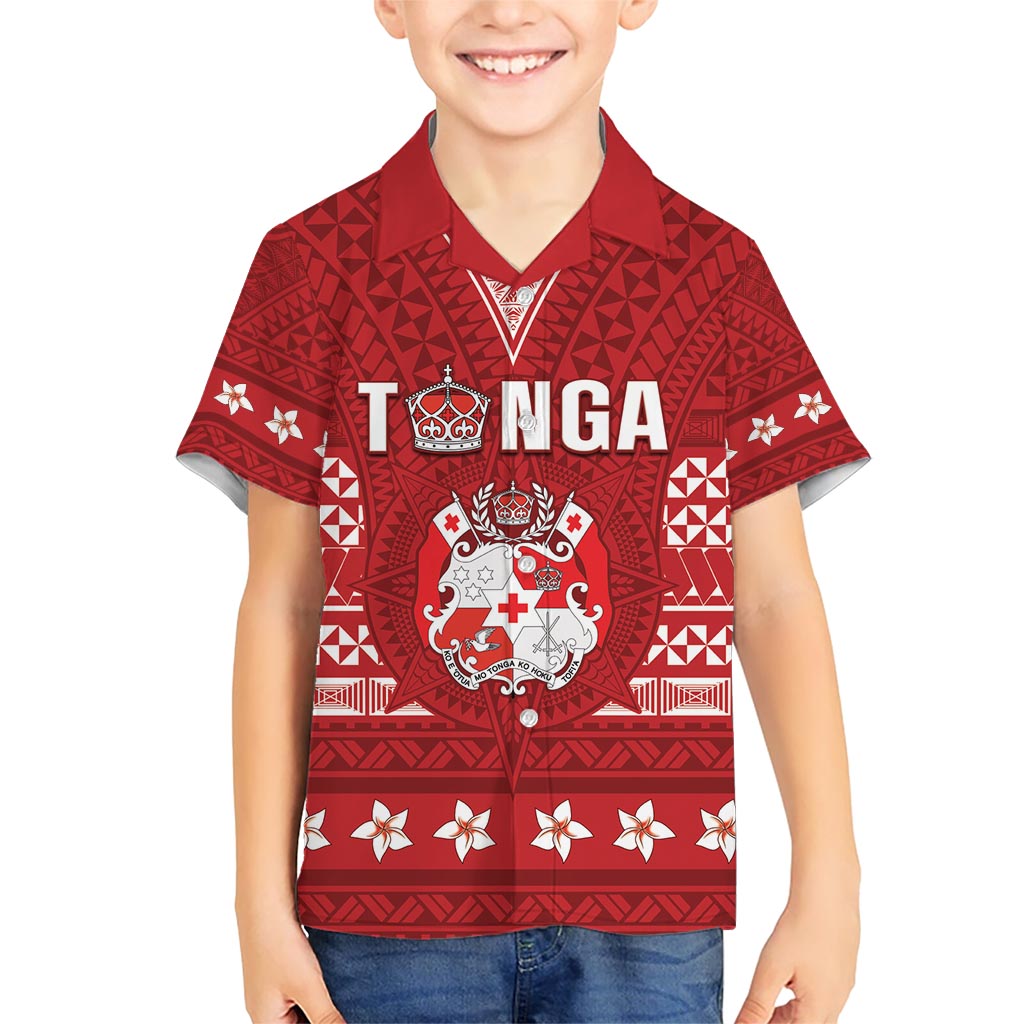 Tonga King Tupou VI Day Family Matching Short Sleeve Bodycon Dress and Hawaiian Shirt Traditional Tongan Kupesi Pattern