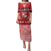 Tonga King Tupou VI Day Puletasi Traditional Tongan Kupesi Pattern