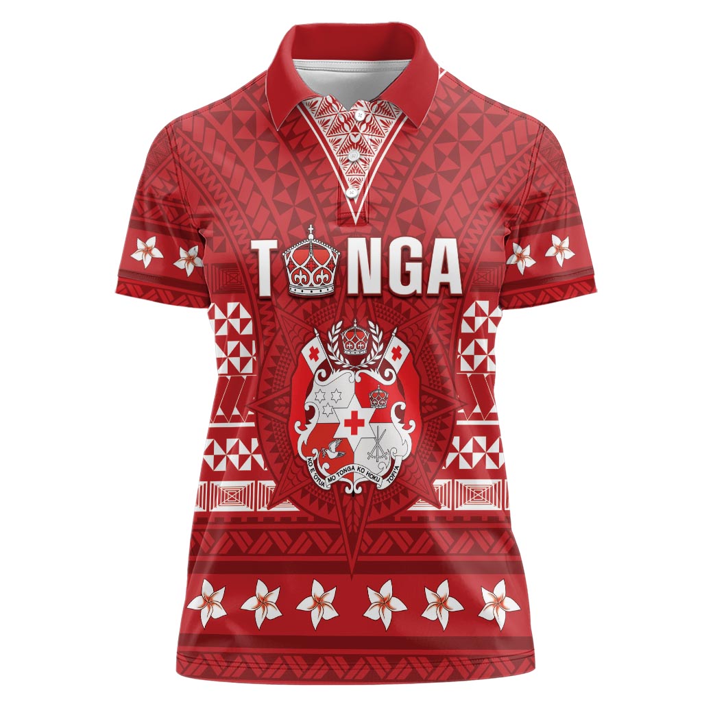 Tonga King Tupou VI Day Women Polo Shirt Traditional Tongan Kupesi Pattern LT05 Female Red - Polynesian Pride