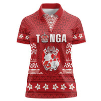 Tonga King Tupou VI Day Women Polo Shirt Traditional Tongan Kupesi Pattern LT05 Female Red - Polynesian Pride