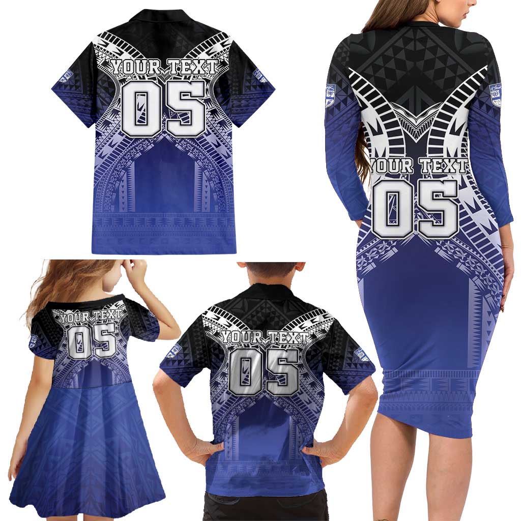 Custom Fiji Drua Family Matching Long Sleeve Bodycon Dress and Hawaiian Shirt Fijian Tapa Pattern LT05 - Polynesian Pride
