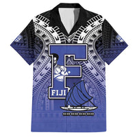 Custom Fiji Drua Family Matching Long Sleeve Bodycon Dress and Hawaiian Shirt Fijian Tapa Pattern LT05 Dad's Shirt - Short Sleeve Blue - Polynesian Pride