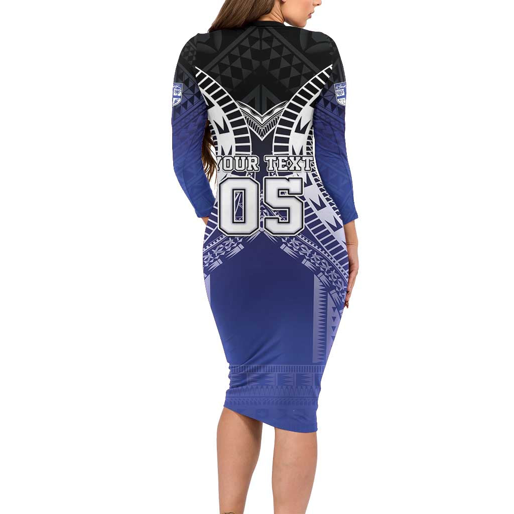 Custom Fiji Drua Family Matching Long Sleeve Bodycon Dress and Hawaiian Shirt Fijian Tapa Pattern LT05 - Polynesian Pride
