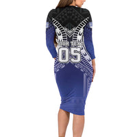 Custom Fiji Drua Family Matching Long Sleeve Bodycon Dress and Hawaiian Shirt Fijian Tapa Pattern LT05 - Polynesian Pride