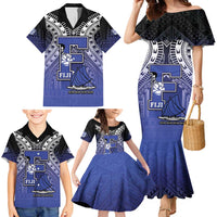 Custom Fiji Drua Family Matching Mermaid Dress and Hawaiian Shirt Fijian Tapa Pattern LT05 - Polynesian Pride