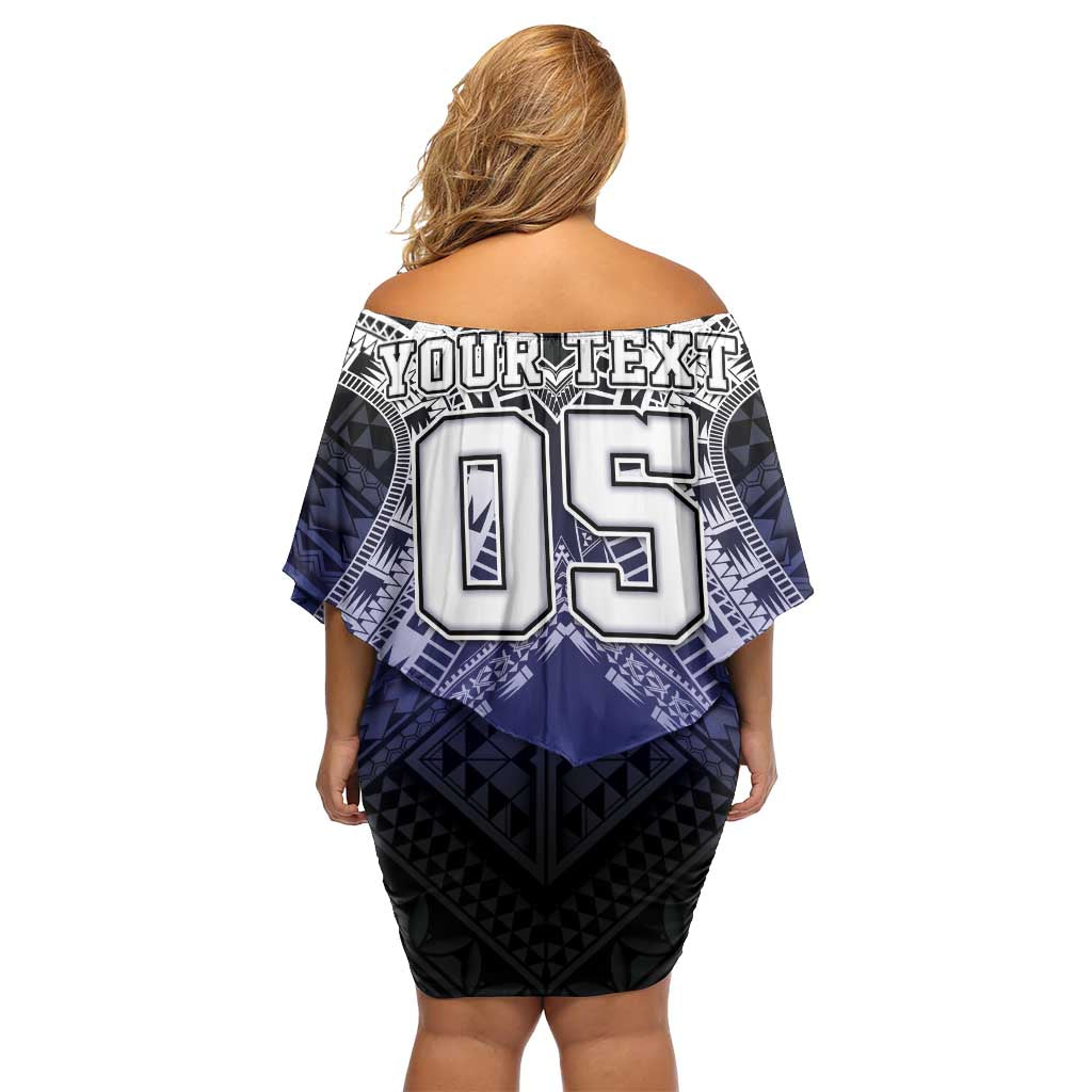 Custom Fiji Drua Family Matching Off Shoulder Short Dress and Hawaiian Shirt Fijian Tapa Pattern LT05 - Polynesian Pride