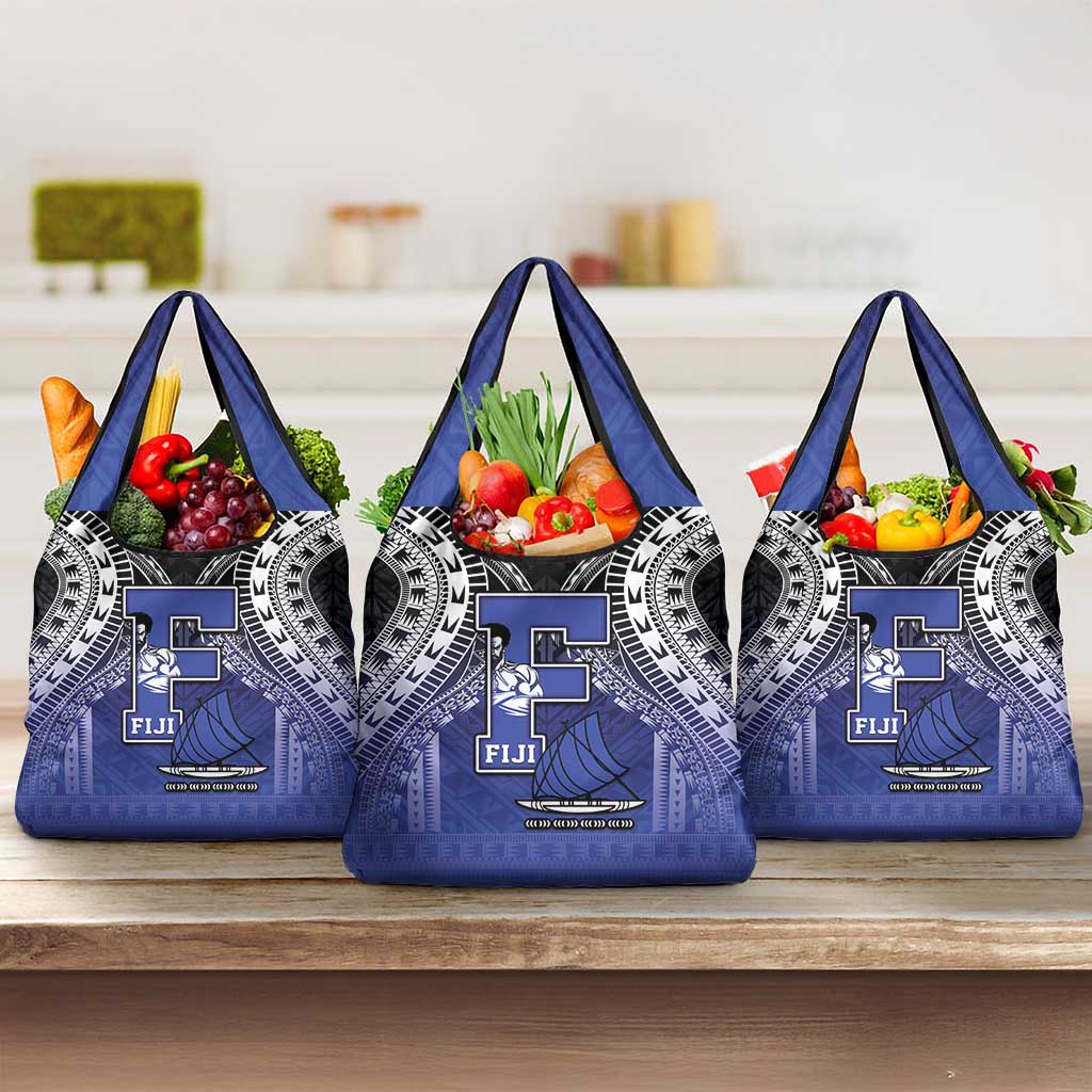 Fiji Drua Grocery Bag Fijian Tapa Pattern