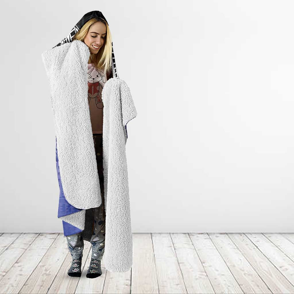 Fiji Drua Hooded Blanket Fijian Tapa Pattern