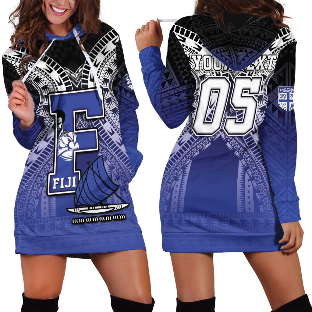 Custom Fiji Drua Hoodie Dress Fijian Tapa Pattern