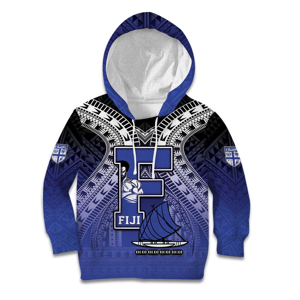 Custom Fiji Drua Kid Hoodie Fijian Tapa Pattern