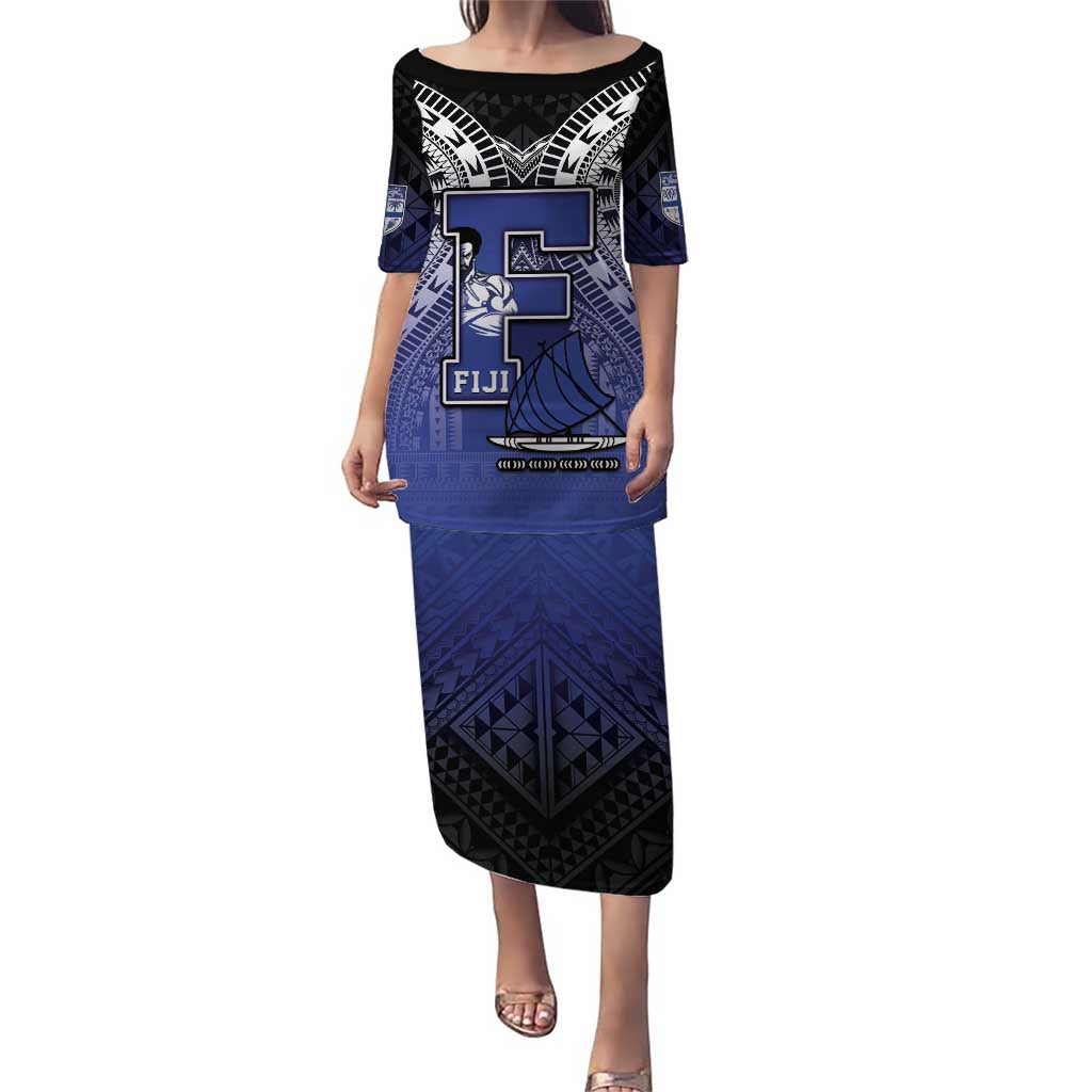 Custom Fiji Drua Puletasi Fijian Tapa Pattern