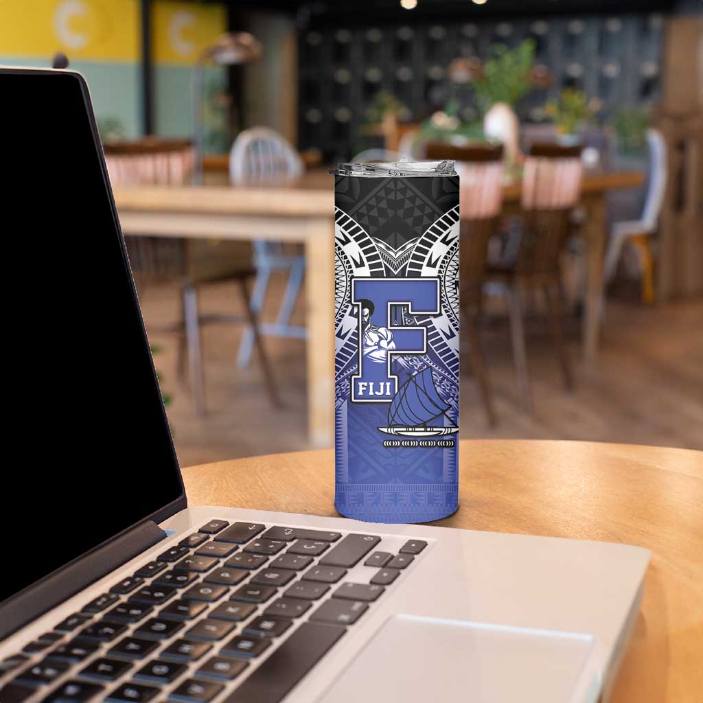 Custom Fiji Drua Skinny Tumbler Fijian Tapa Pattern