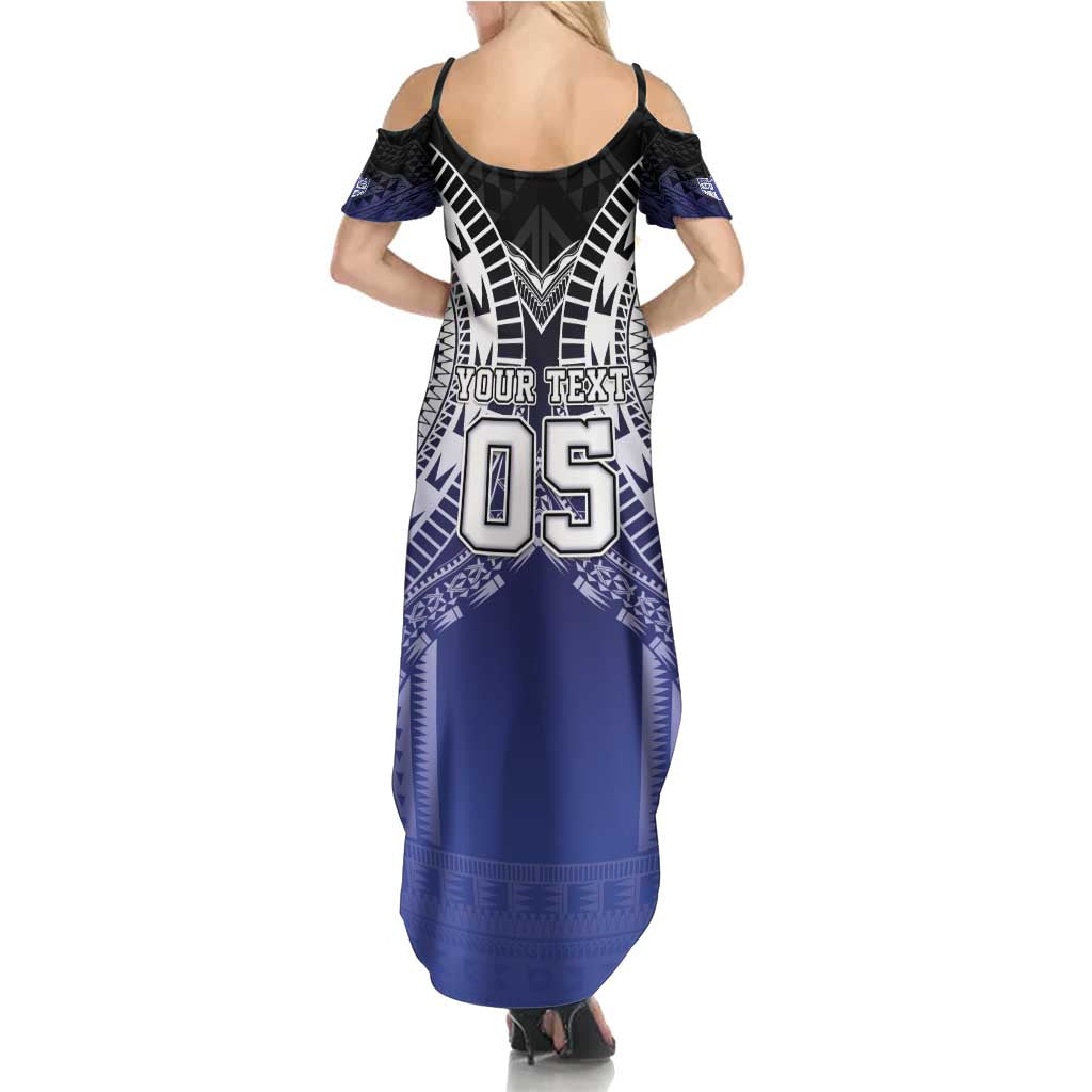 Custom Fiji Drua Summer Maxi Dress Fijian Tapa Pattern