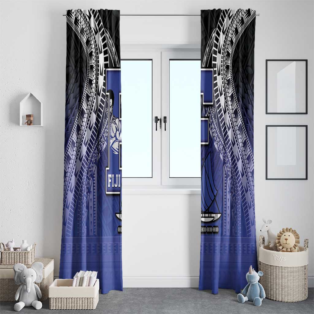 Fiji Drua Window Curtain Fijian Tapa Pattern