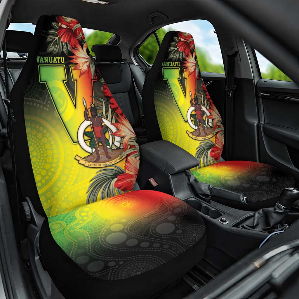 Aboriginal Dot Art Vanuatu Car Seat Cover Tropical Flowers