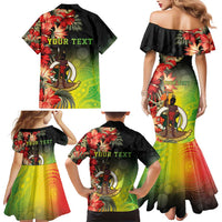 Aboriginal Dot Art Vanuatu Personalised Family Matching Mermaid Dress and Hawaiian Shirt Tropical Flowers LT05 - Polynesian Pride
