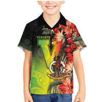 Aboriginal Dot Art Vanuatu Personalised Family Matching Mermaid Dress and Hawaiian Shirt Tropical Flowers LT05 Son's Shirt Reggae - Polynesian Pride