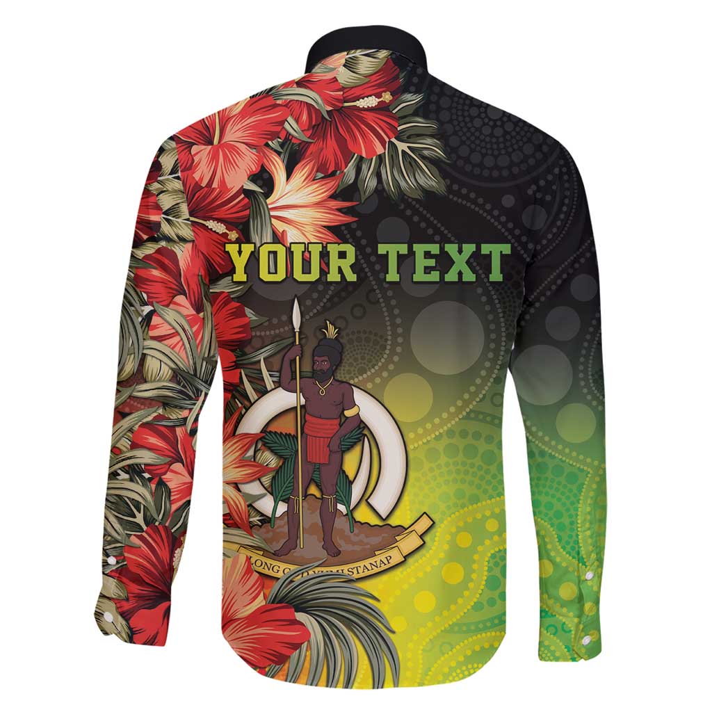 Aboriginal Dot Art Vanuatu Personalised Family Matching Off Shoulder Short Dress and Hawaiian Shirt Tropical Flowers