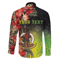 Aboriginal Dot Art Vanuatu Personalised Family Matching Short Sleeve Bodycon Dress and Hawaiian Shirt Tropical Flowers LT05 - Polynesian Pride