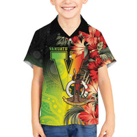 Aboriginal Dot Art Vanuatu Personalised Family Matching Short Sleeve Bodycon Dress and Hawaiian Shirt Tropical Flowers LT05 Son's Shirt Reggae - Polynesian Pride