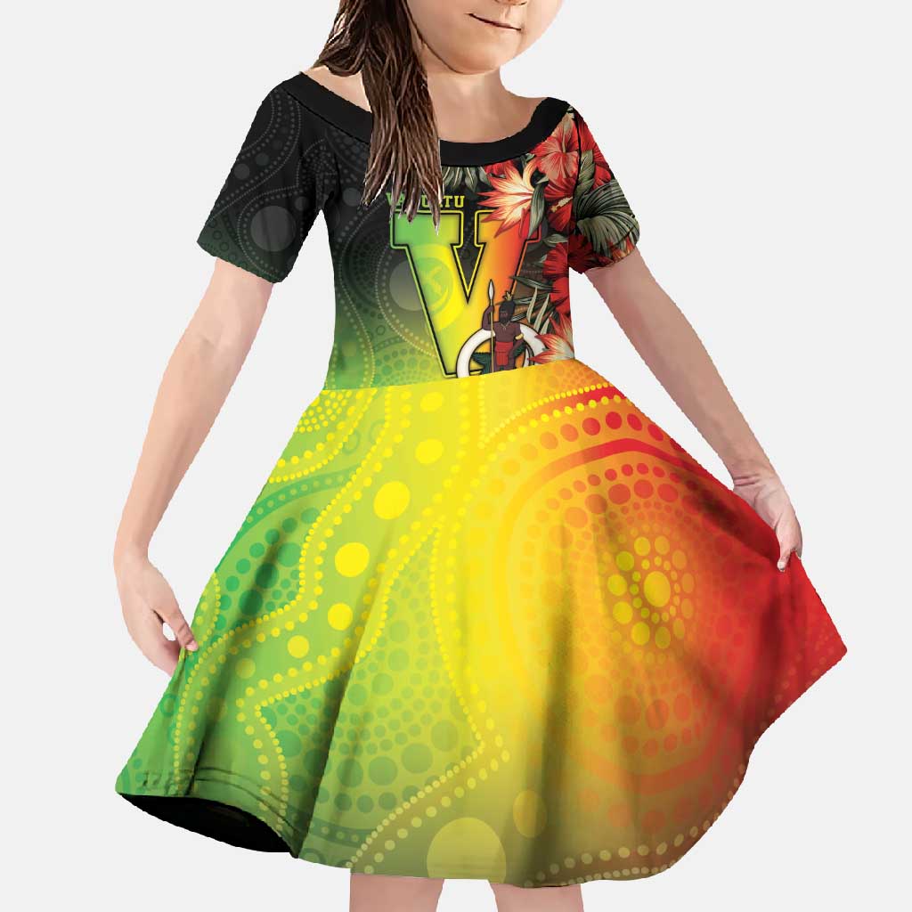 Aboriginal Dot Art Vanuatu Personalised Family Matching Tank Maxi Dress and Hawaiian Shirt Tropical Flowers