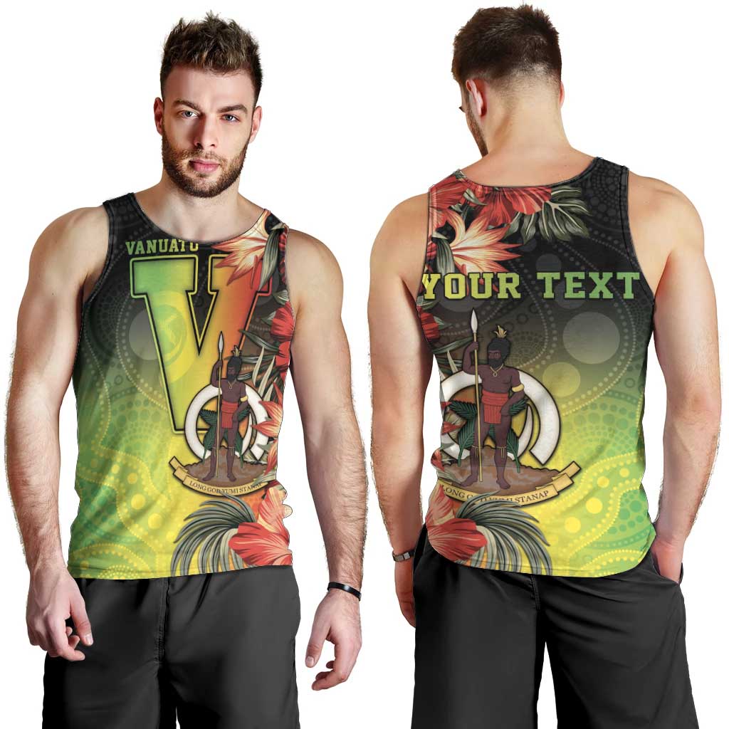 Aboriginal Dot Art Vanuatu Personalised Men Tank Top Tropical Flowers