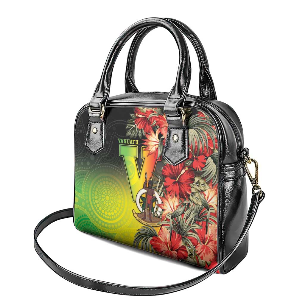 Aboriginal Dot Art Vanuatu Shoulder Handbag Tropical Flowers