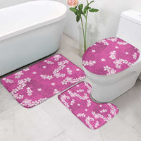Hawaii Monstera Deliciosa Bathroom Set Pink Plumeria Polynesian Pattern - Polynesian Pride