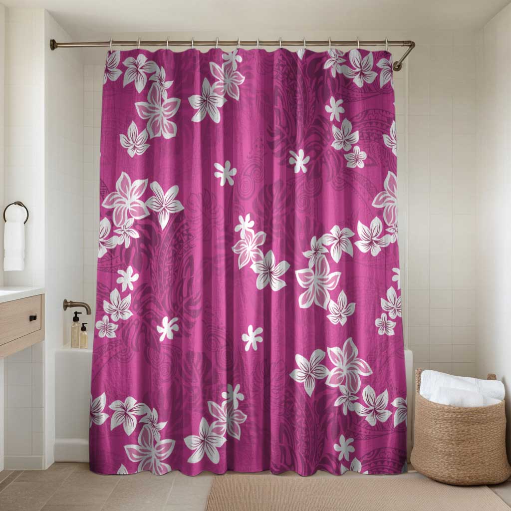 Hawaii Monstera Deliciosa Bathroom Set Pink Plumeria Polynesian Pattern - Polynesian Pride