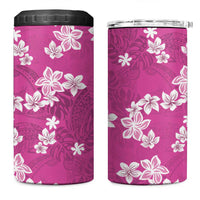 Hawaii Monstera Deliciosa 4 in 1 Can Cooler Tumbler Pink Plumeria Polynesian Pattern LT05 One Size: 16 oz Pink - Polynesian Pride