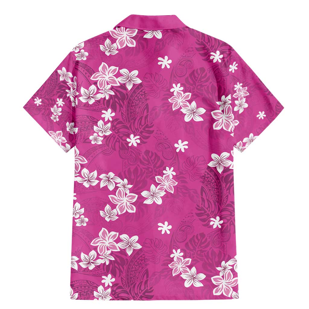 Hawaii Monstera Deliciosa Family Matching Mermaid Dress and Hawaiian Shirt Pink Plumeria Polynesian Pattern LT05 - Polynesian Pride