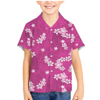 Hawaii Monstera Deliciosa Family Matching Mermaid Dress and Hawaiian Shirt Pink Plumeria Polynesian Pattern LT05 Son's Shirt Pink - Polynesian Pride