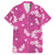Hawaii Monstera Deliciosa Family Matching Off The Shoulder Long Sleeve Dress and Hawaiian Shirt Pink Plumeria Polynesian Pattern - Polynesian Pride