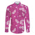 Hawaii Monstera Deliciosa Family Matching Off The Shoulder Long Sleeve Dress and Hawaiian Shirt Pink Plumeria Polynesian Pattern - Polynesian Pride