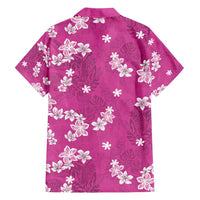 Hawaii Monstera Deliciosa Family Matching Summer Maxi Dress and Hawaiian Shirt Pink Plumeria Polynesian Pattern - Polynesian Pride