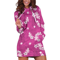 Hawaii Monstera Deliciosa Hoodie Dress Pink Plumeria Polynesian Pattern LT05 Pink - Polynesian Pride