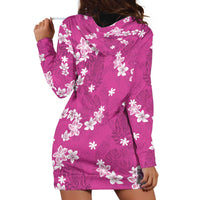Hawaii Monstera Deliciosa Hoodie Dress Pink Plumeria Polynesian Pattern LT05 - Polynesian Pride