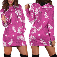 Hawaii Monstera Deliciosa Hoodie Dress Pink Plumeria Polynesian Pattern LT05 - Polynesian Pride