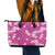 Hawaii Monstera Deliciosa Leather Tote Bag Pink Plumeria Polynesian Pattern - Polynesian Pride